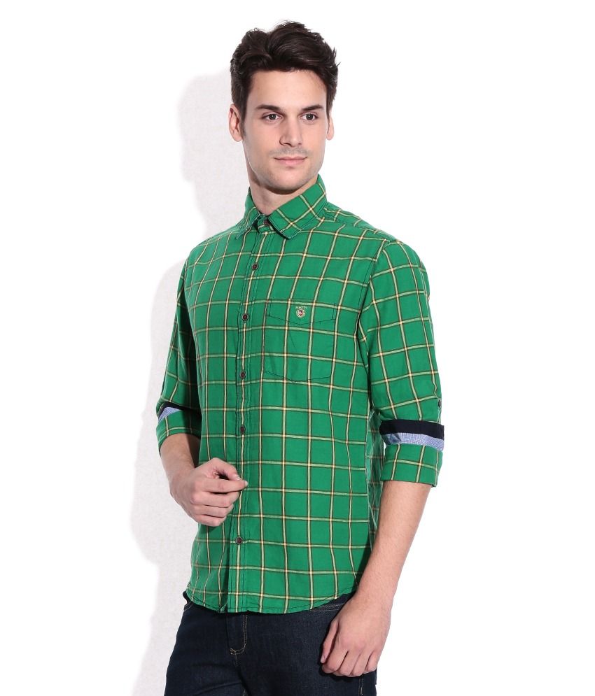 red and green checkered shirt