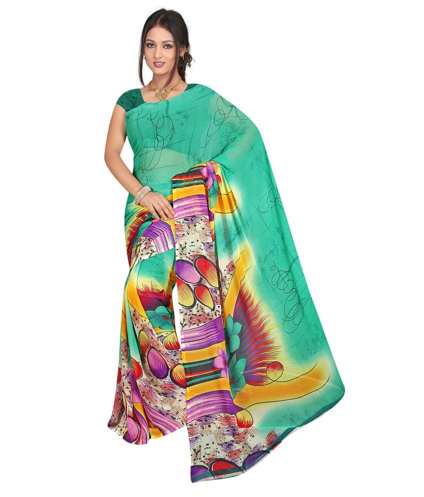 Nisha Sarees Multicoloured Georgette Saree - Buy Nisha Sarees ...