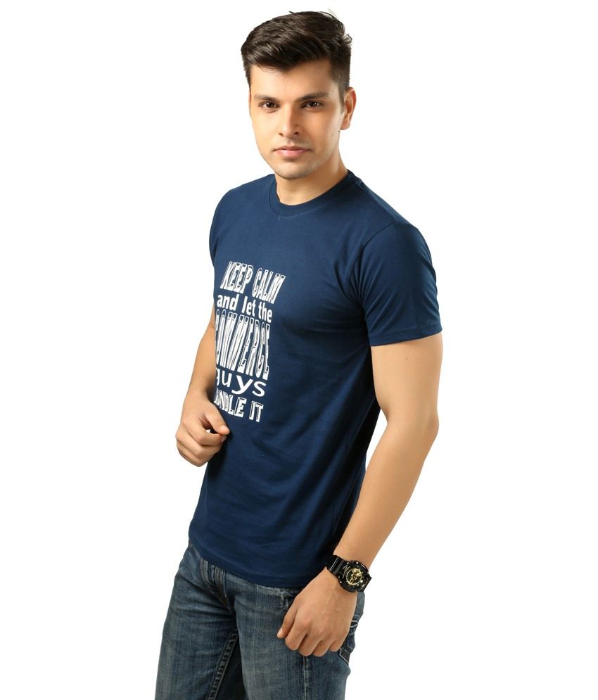 Posh 7 Outstanding Combo Of 2 Black & Blue Printed T Shirts For Men ...