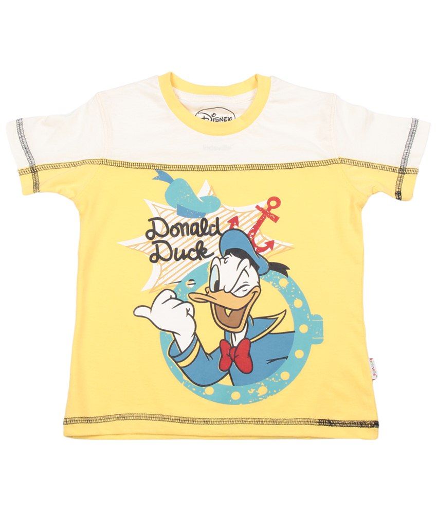 Disney Yellow & Sky Blue Half Sleeve T-shirt For Boys - Buy Disney ...