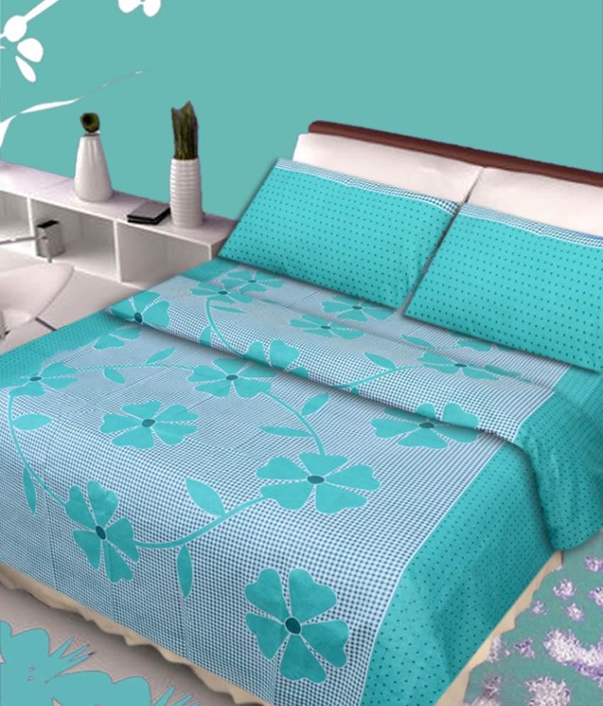 Home Elite Blue Cotton Printed Queen Bed Sheet Buy Home Elite Blue