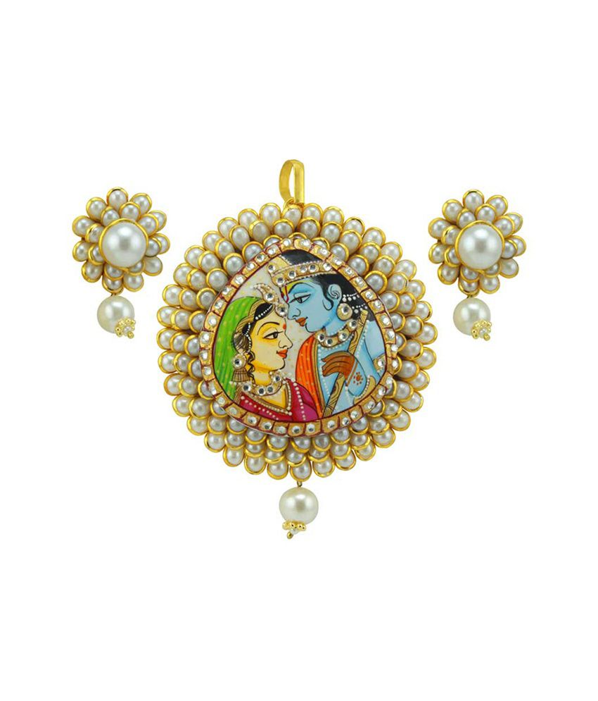 SuperShine Jewelry Splendid Radha Krishna Gold Plated Decent Earring Pendant Set: Buy SuperShine 
