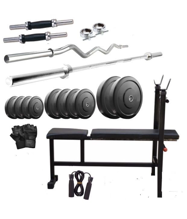 FitHit Weight Lifting Package 25 Kgs + 5' Straight+ 3' Curl Rod + Inc