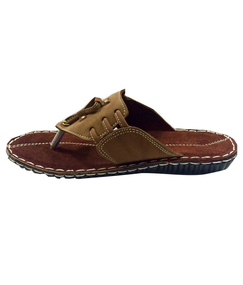 Mr. Polo Brown leather slippers Price in India- Buy Mr. Polo Brown leather slippers Online at 