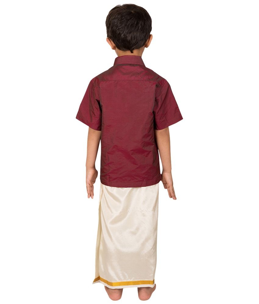 maroon shirt with dhoti