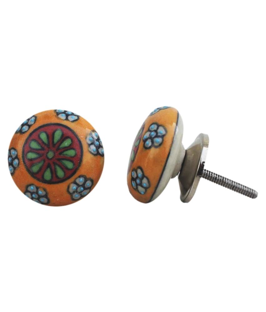 Buy IndianShelf Set of 4 Mustard Floral Flat Almirah Kitchen Dresser