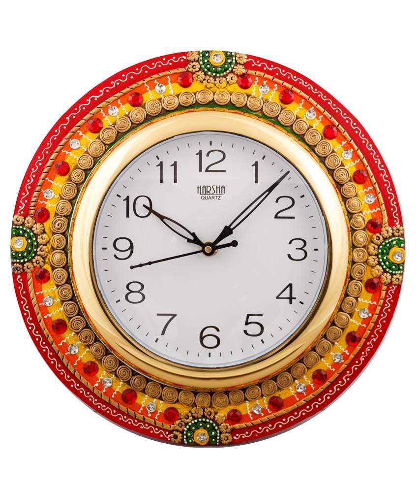     			eCraftIndia Fine Crafted Elegant Papier-Mache Wooden Wall Clock