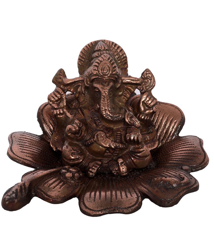     			eCraftIndia Metal Lord Ganesha on Flower - Brown