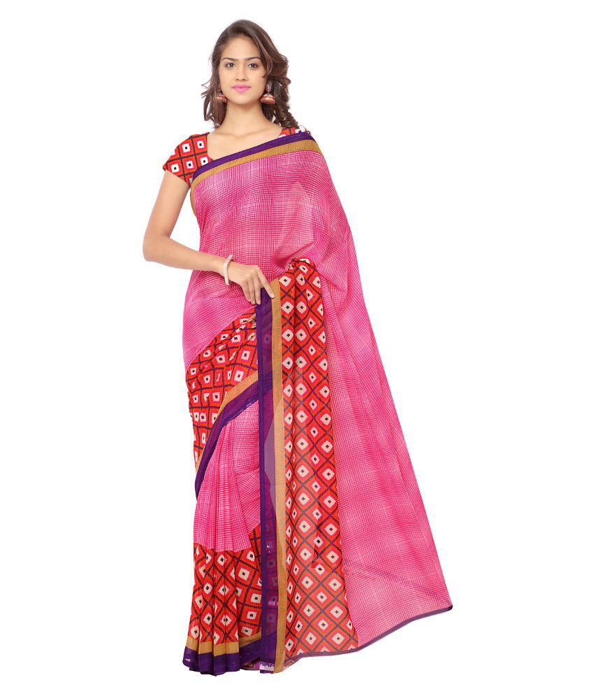 ANAND SAREES Red,Pink Georgette Saree - Buy ANAND SAREES Red,Pink ...