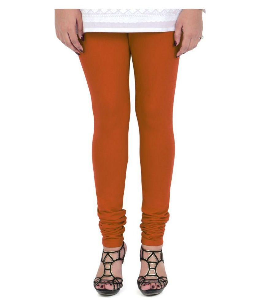     			Vami Orange Cotton Lycra Leggings