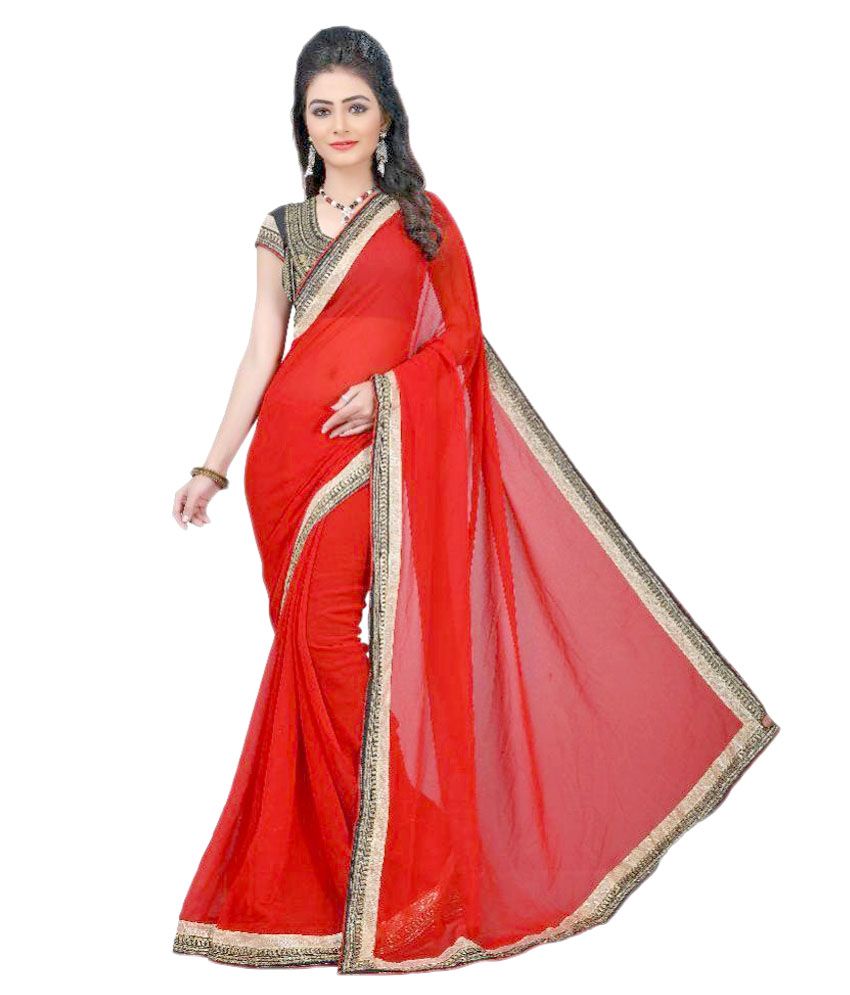 red chiffon sarees online