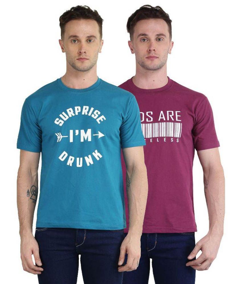     			British Terminal Multicolor Round T Shirt - Pack of 2