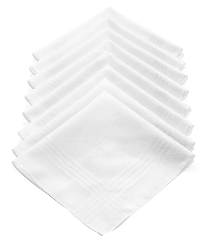 Juvenile White Cotton Handkerchief for Men - Pack of 8: Buy Online at ...