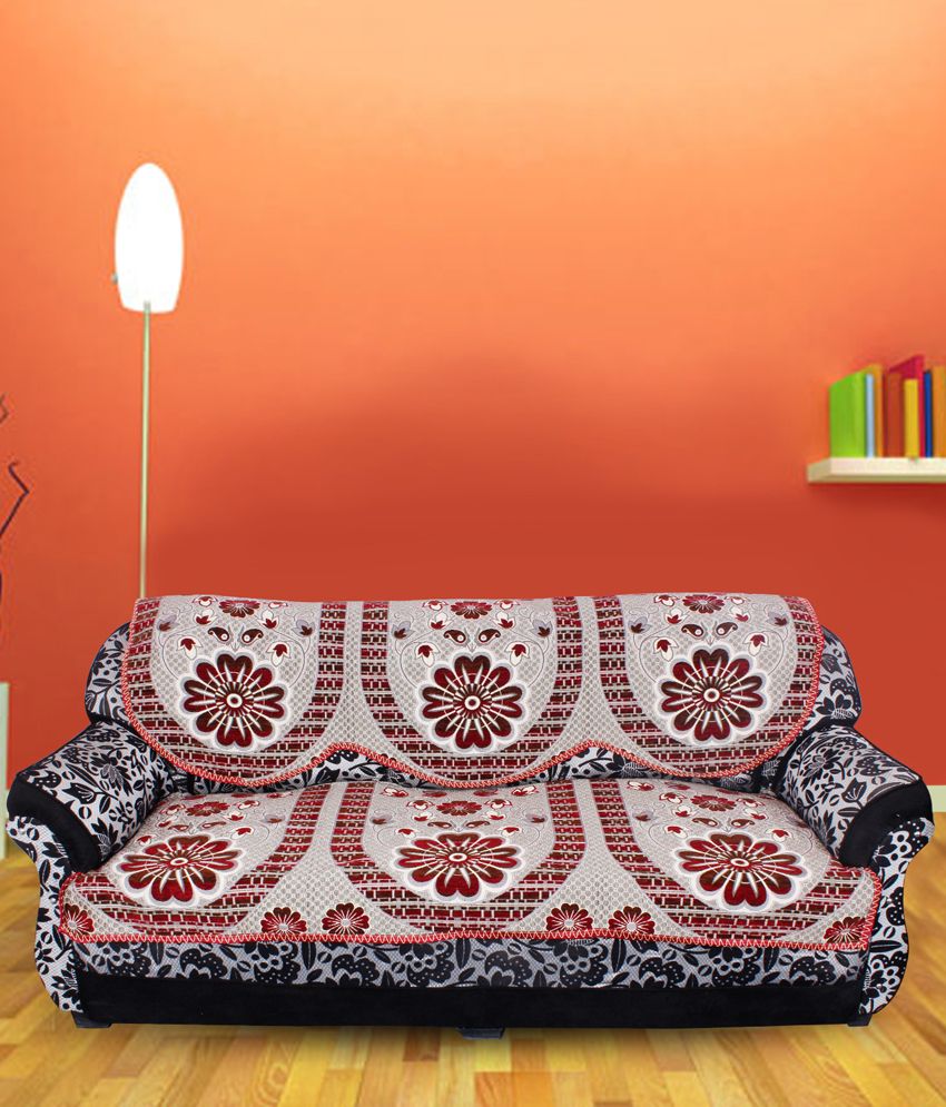 A.P. Handloom Multicolour Floral Jacquard Sofa Covers Set of 6 Buy