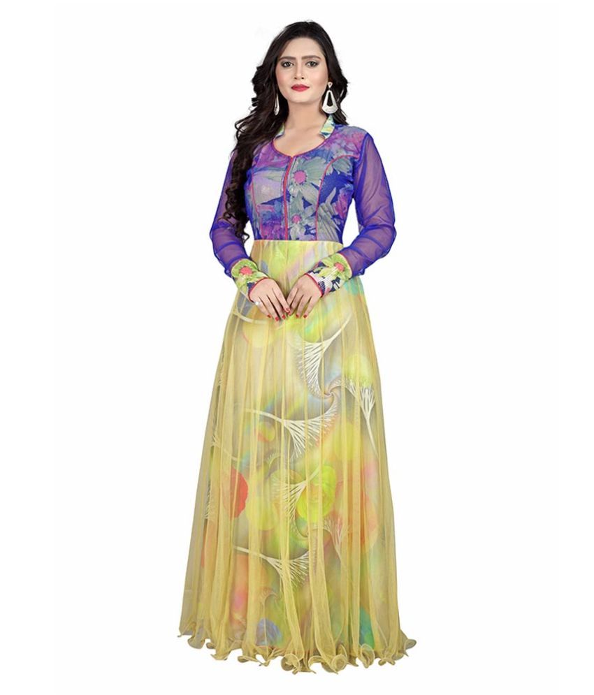 yellow georgette gown