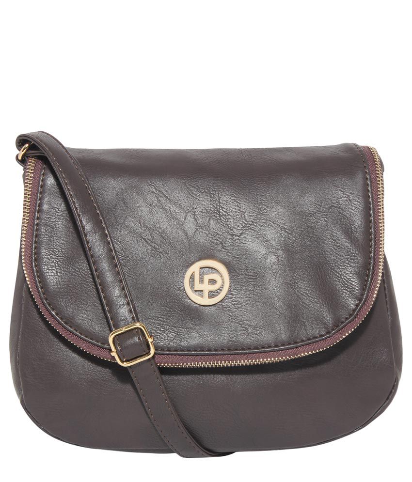 Lino Perros Brown Faux Leather Sling Bag - Buy Lino Perros Brown Faux ...