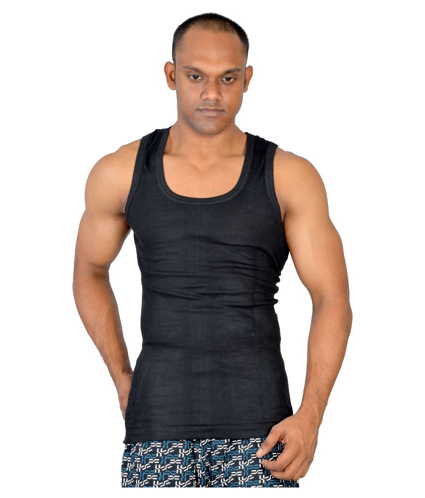 Amul Macho Black Sleeveless vest Pack 