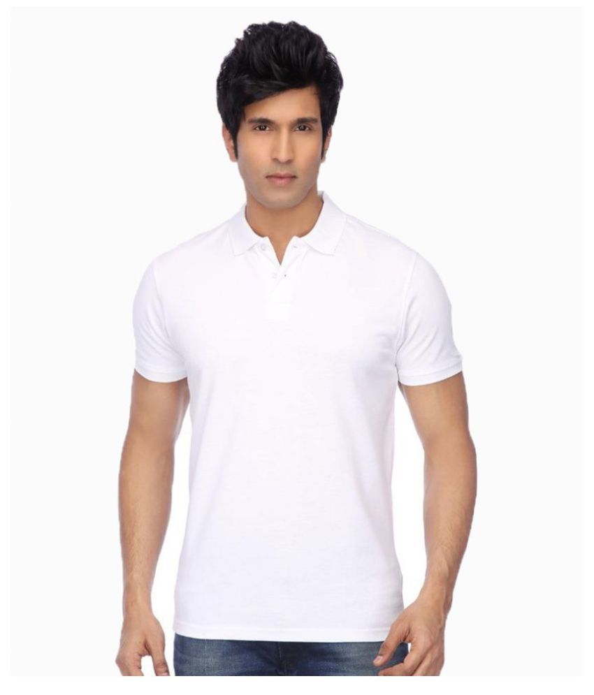     			Concepts White Cotton Polo T-Shirt