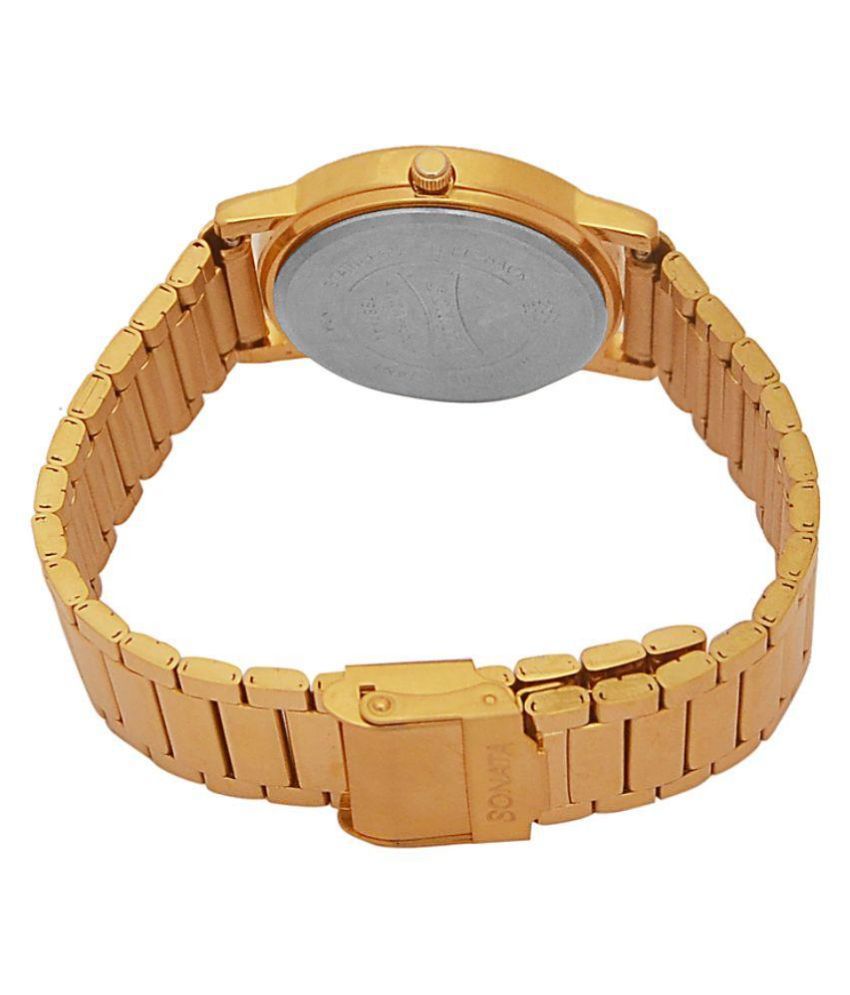 Sonata Golden Analog Couple Watches Price in India: Buy Sonata Golden Analog Couple Watches 