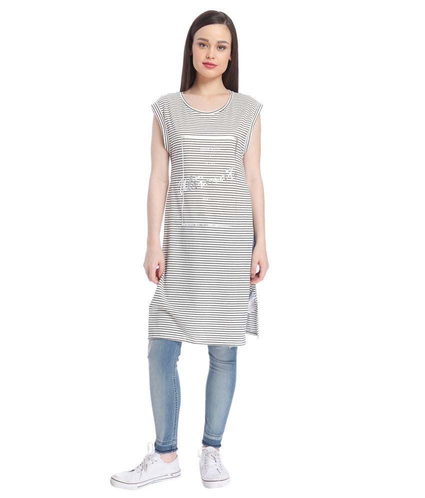 gray and white striped tunic