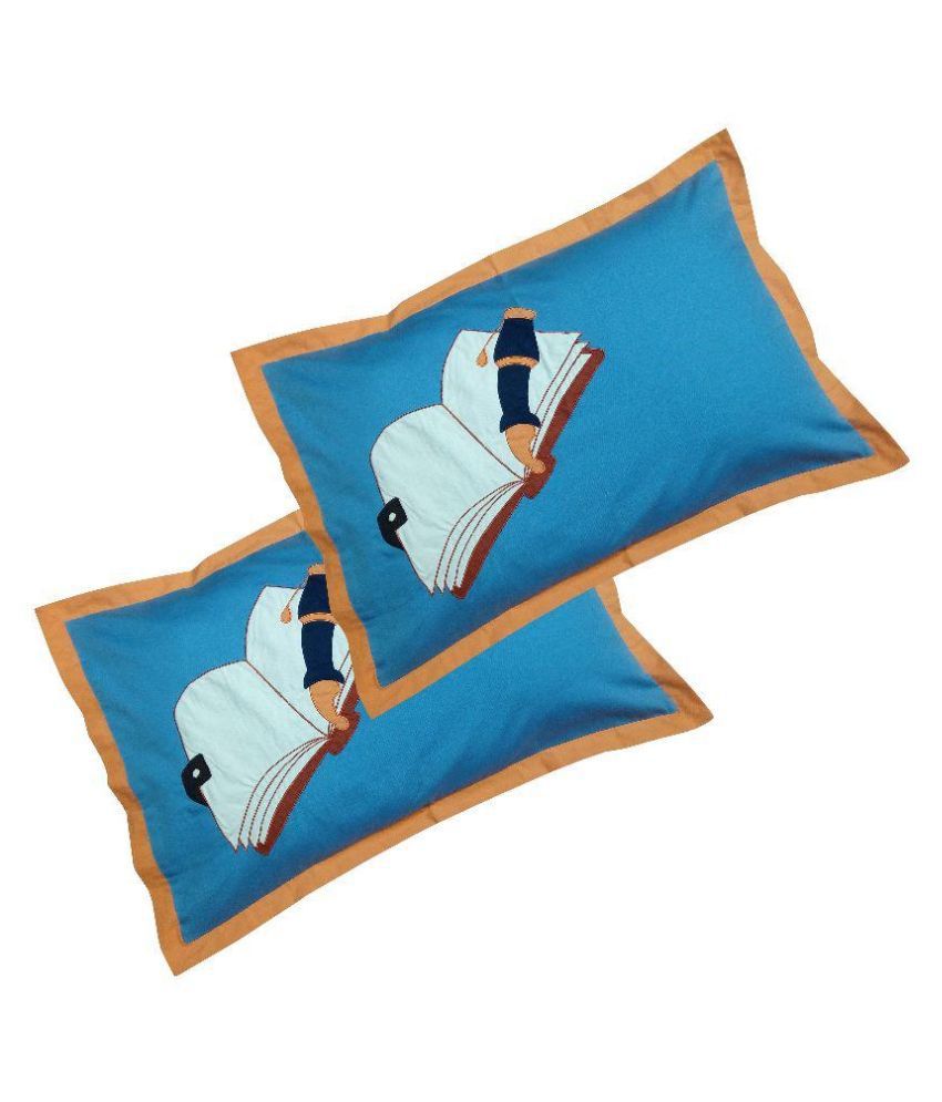     			Hugs'n'Rugs - Regular Blue Cotton Pillow Covers 60*40 ( Pack of 2 )