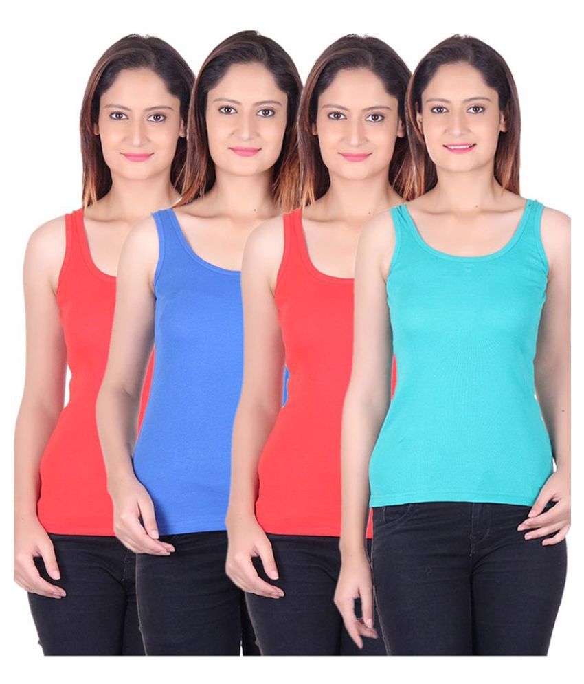 Buy Zoldy Multi Color Cotton Lycra Tanks Top Online at Best Prices in ...