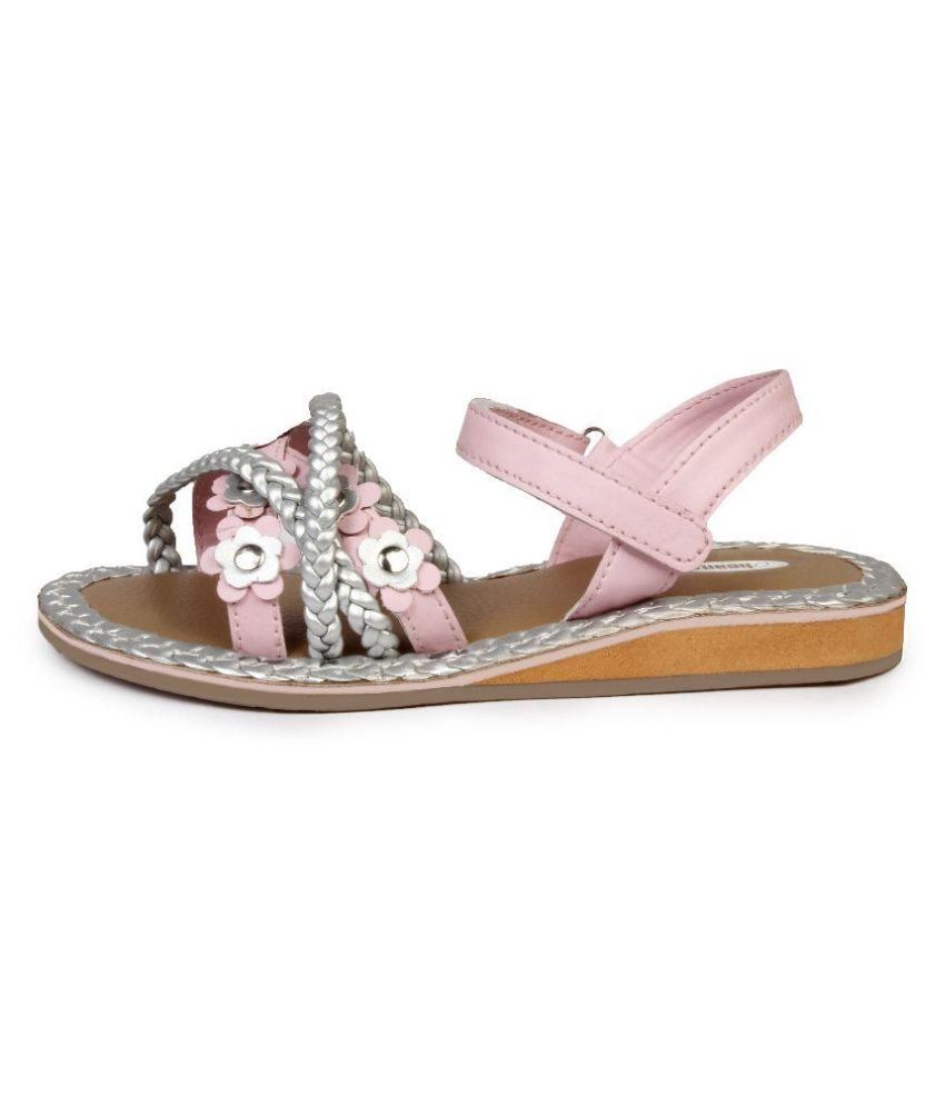 pink leather sandals flat