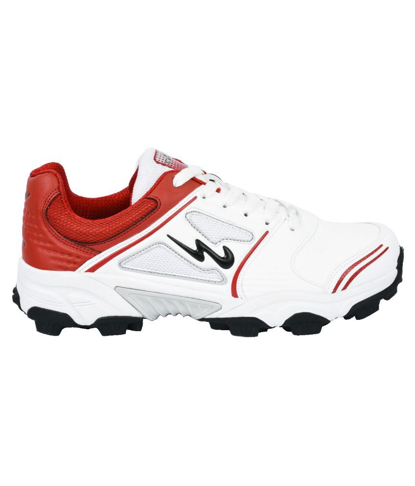 Campus POWERPLAY-1 White Cricket Shoes 