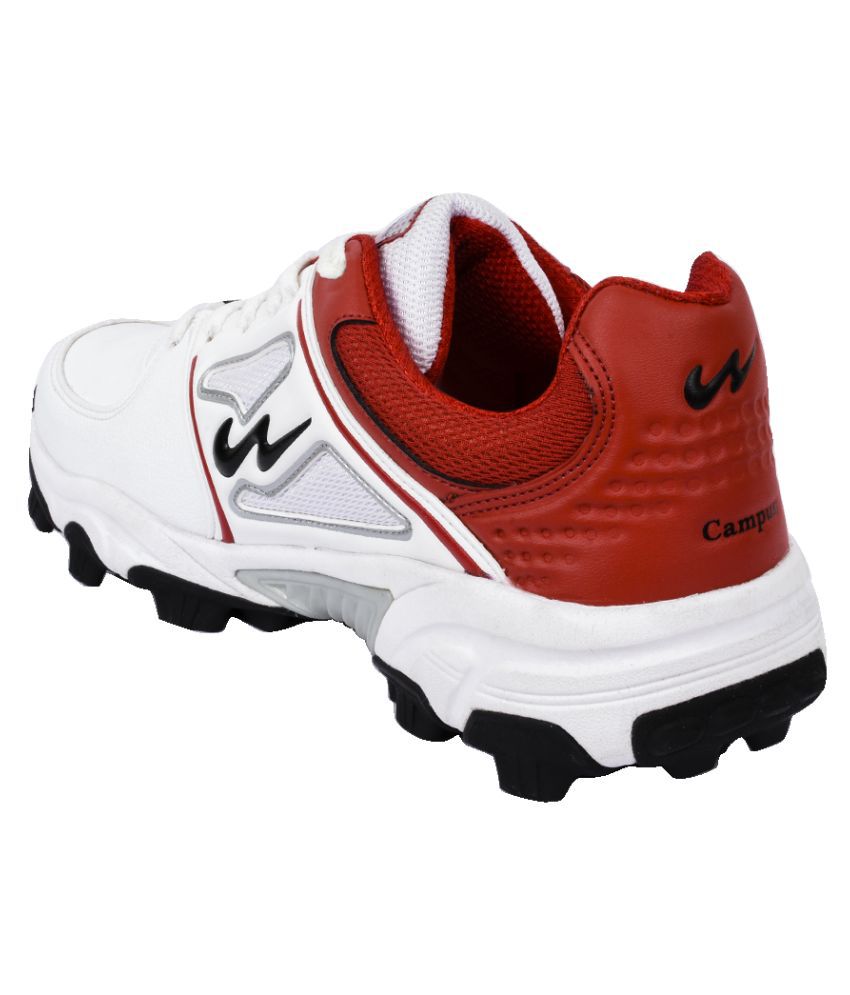 Campus POWERPLAY-1 White Cricket Shoes 