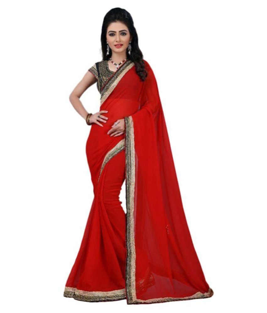 red chiffon sarees online