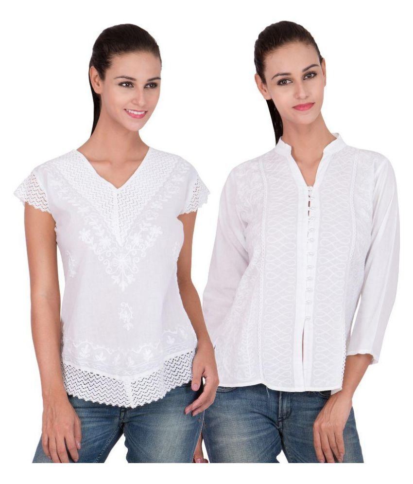 Cliths White Cotton Tunics - Buy Cliths White Cotton Tunics Online at ...