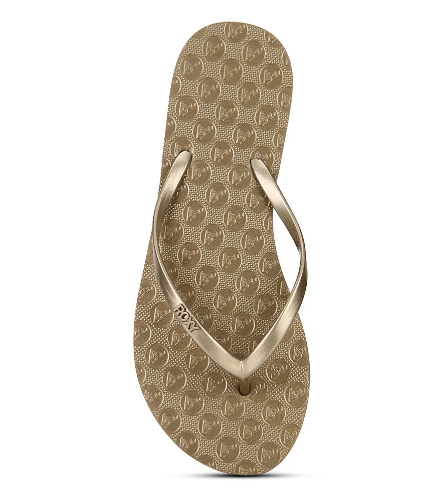 roxy gold flip flops