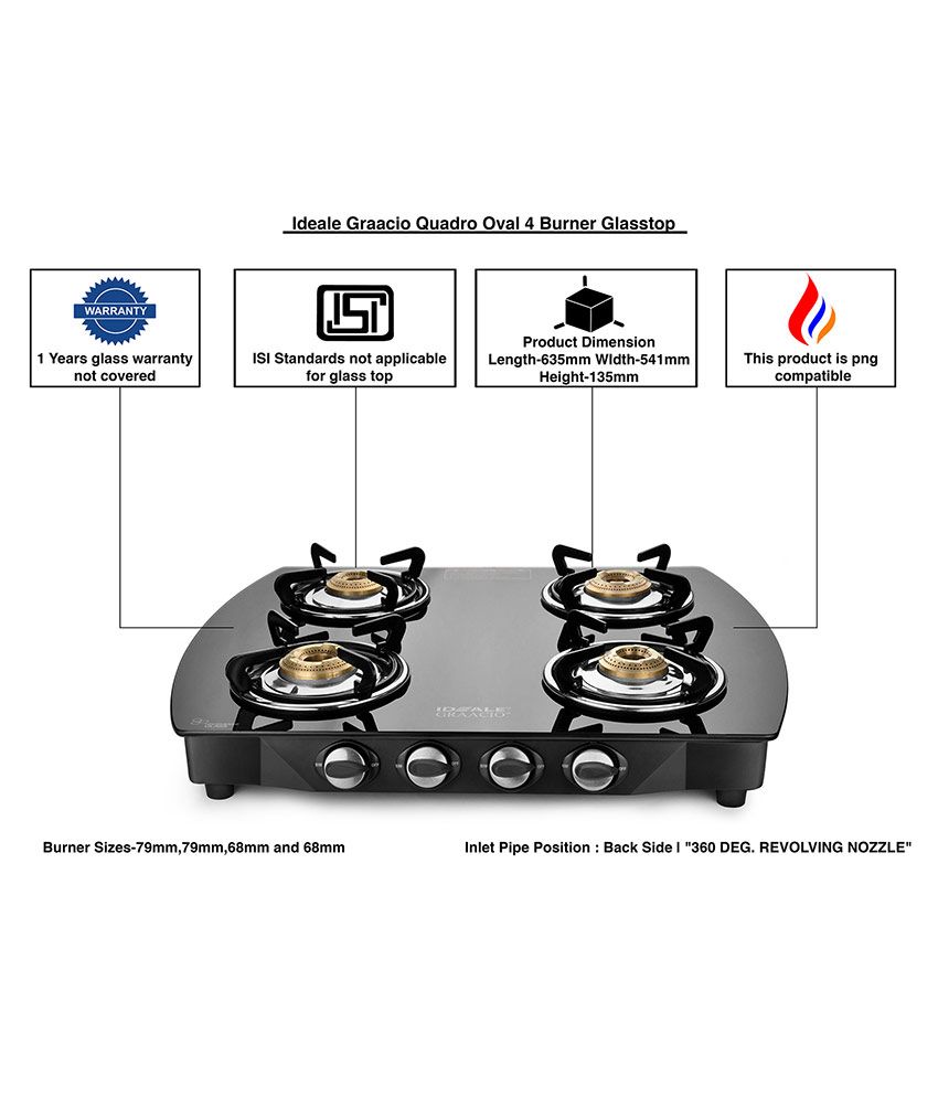 IDEALE IGG401M 4 Burner Manual Gas Stove Price in India Buy IDEALE