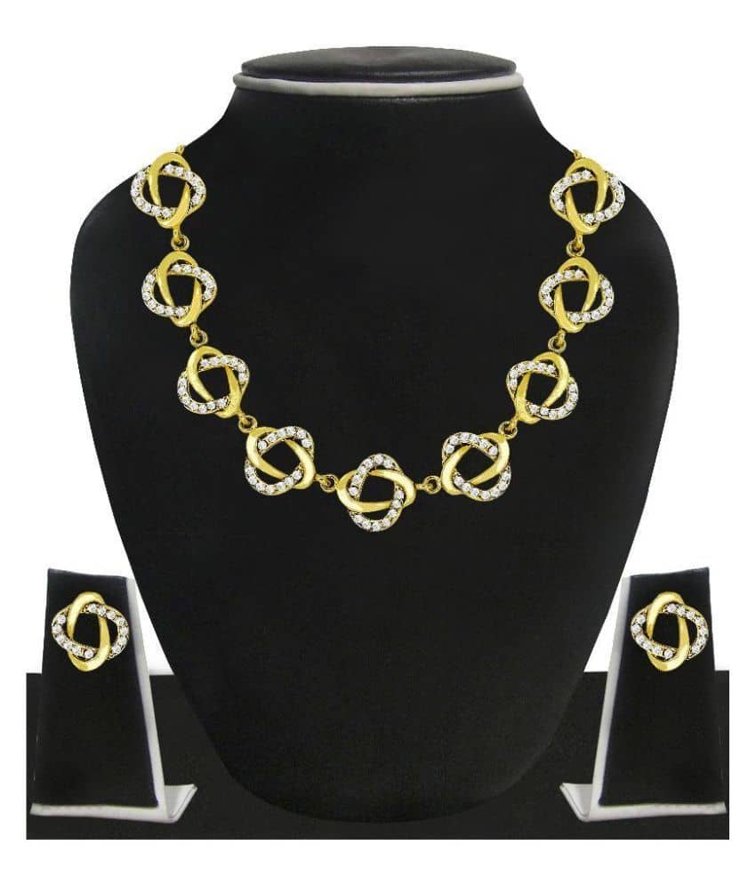 Zaveri Pearls Zinc 22 Kt Gold Plating Stones Studded Gold Coloured
