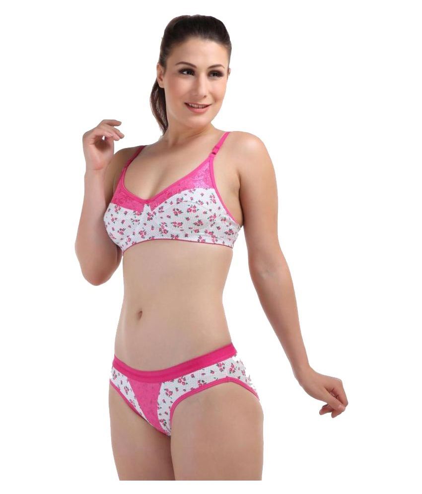 Buy Sunny Pink Cotton Bra Panty Set Online At Best Prices In India Snapdeal