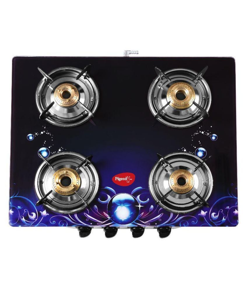 Pigeon Zeus 4 Burner Glass Manual Gas Stove Price in India Buy Pigeon