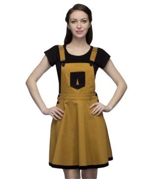 yellow denim dungarees