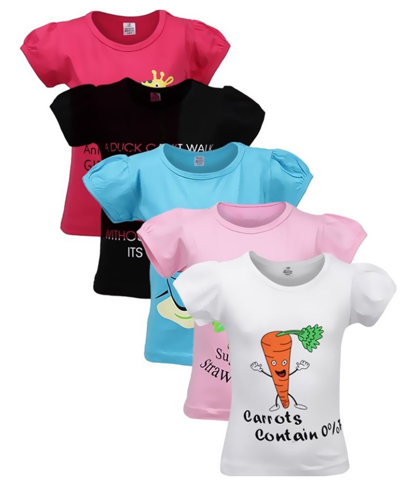     			Gkidz Multi Color Cotton T-Shirts - Pack of 5