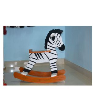wooden zebra rocking horse