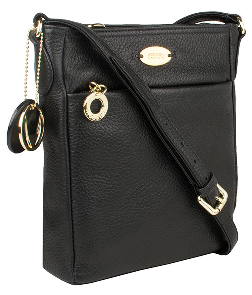 Hidesign Black Pure Leather Sling Bag - Buy Hidesign Black Pure Leather Sling Bag Online at Best 