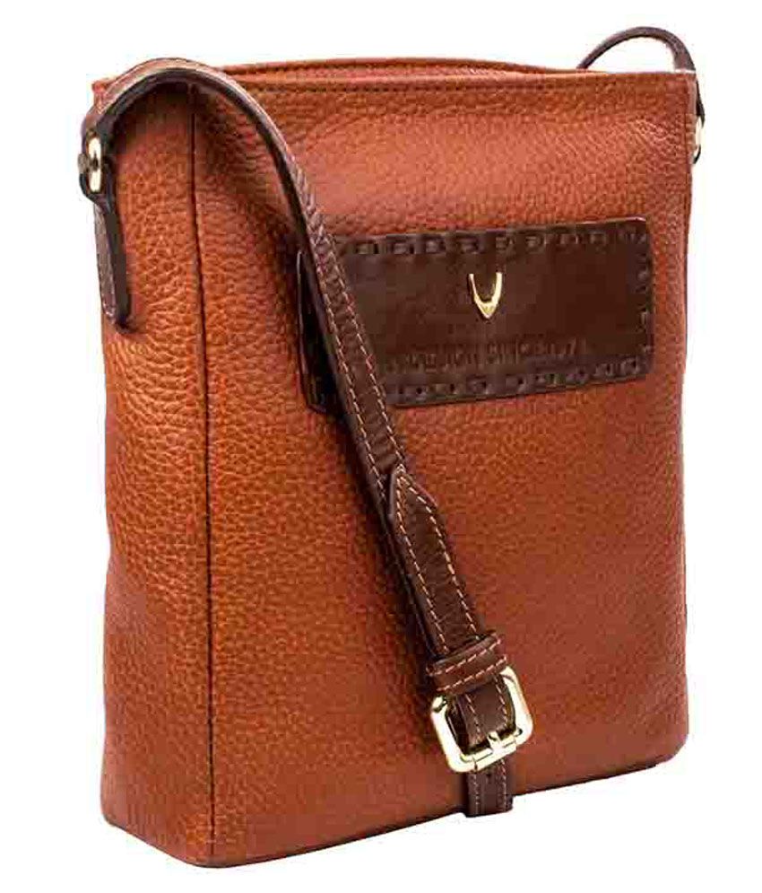 Hidesign Tan Pure Leather Sling Bag - Buy Hidesign Tan Pure Leather Sling Bag Online at Best 