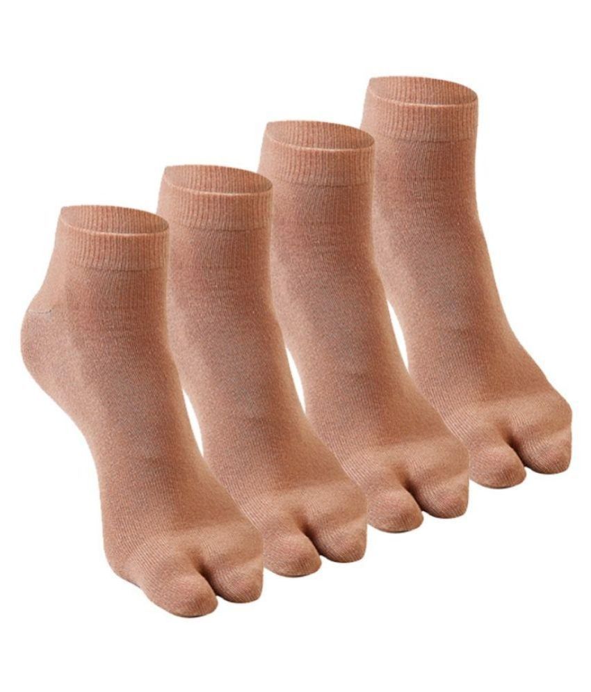     			Tahiro Beige Cotton Socks for Women - Pack of 4