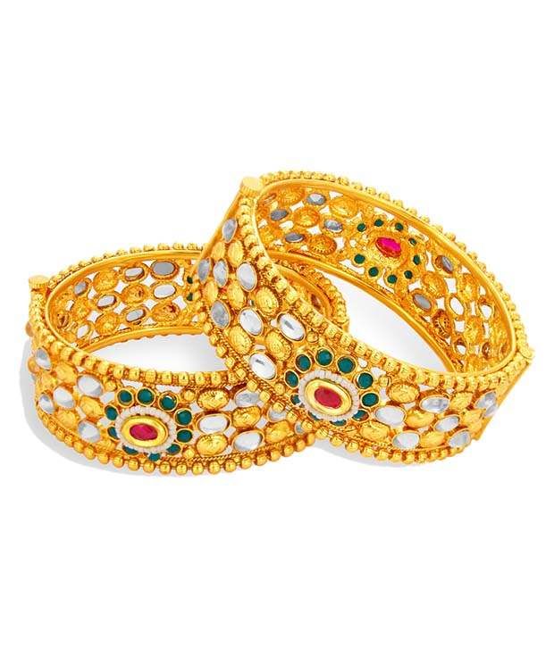Sukkhi Golden Alloy Kada Set of 2 Buy Sukkhi Golden Alloy Kada Set of