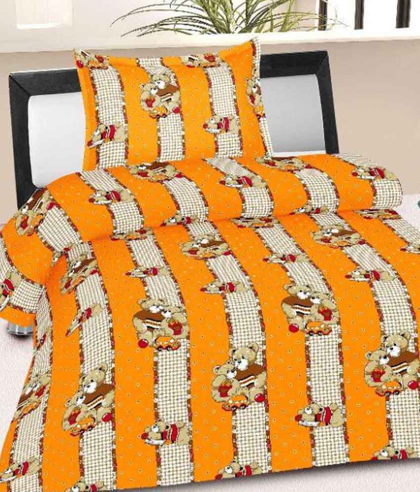     			Vintana Pooh & Pals Multi Cartoon Prints Single Single Bedsheet With One Pillow Cover
