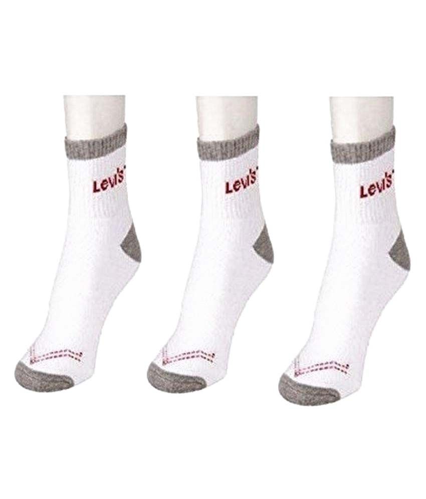 Levi's White Cotton Ankle Length Sock for Men Pack of 3 Pair Buy