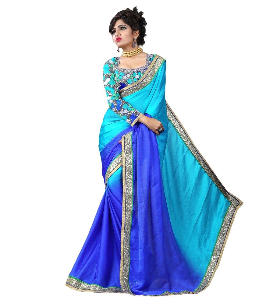     			AV Fashion Blue Georgette Saree