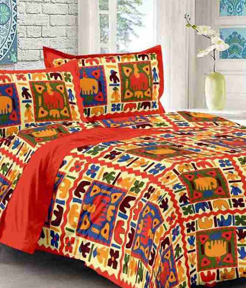     			Uniqchoice Cotton 1 Bedsheet with 2 Pillow Covers ( x )