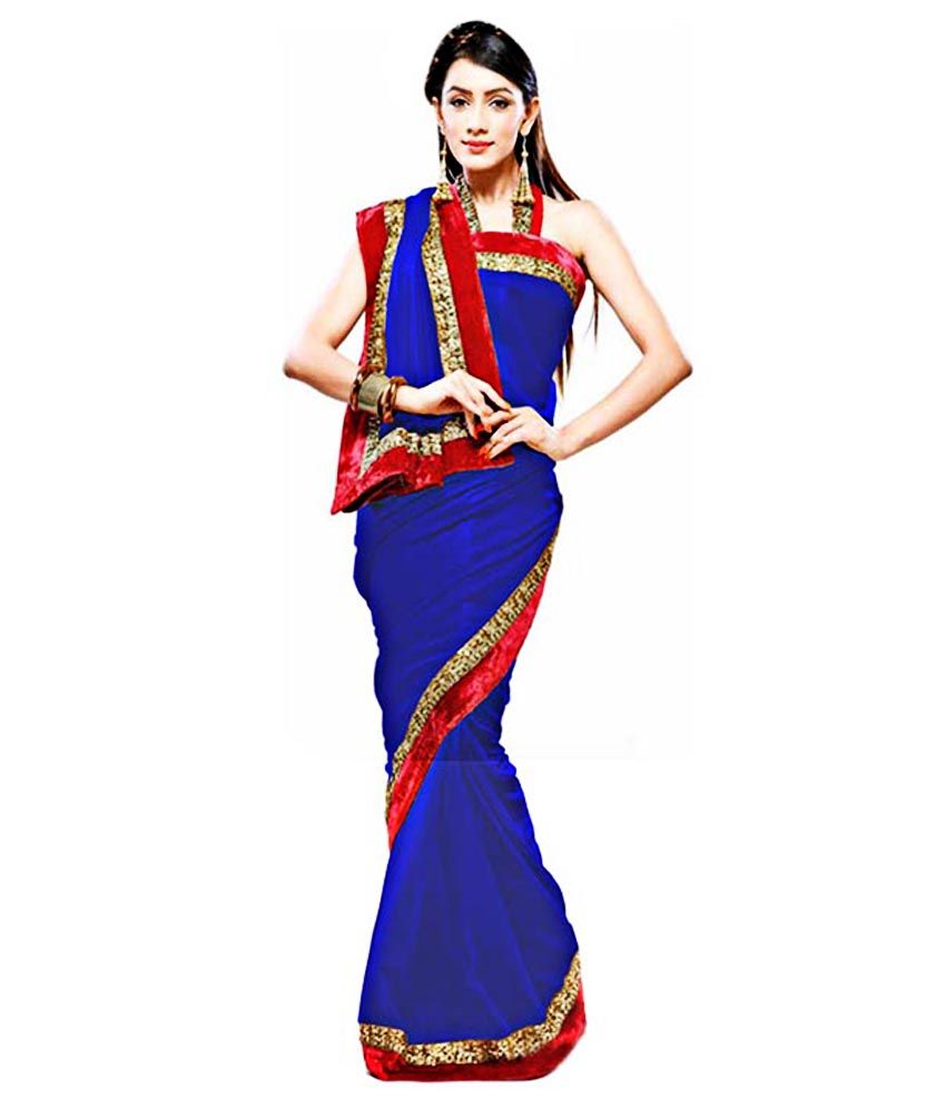     			AV Fashion Blue Chiffon Saree