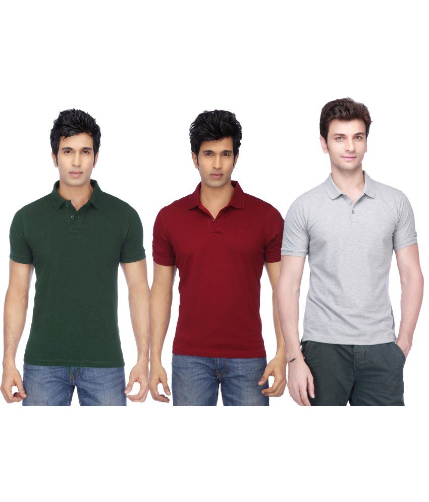     			Concepts Multicolor Half Sleeves Basics Polo T-Shirts - Pack of 3