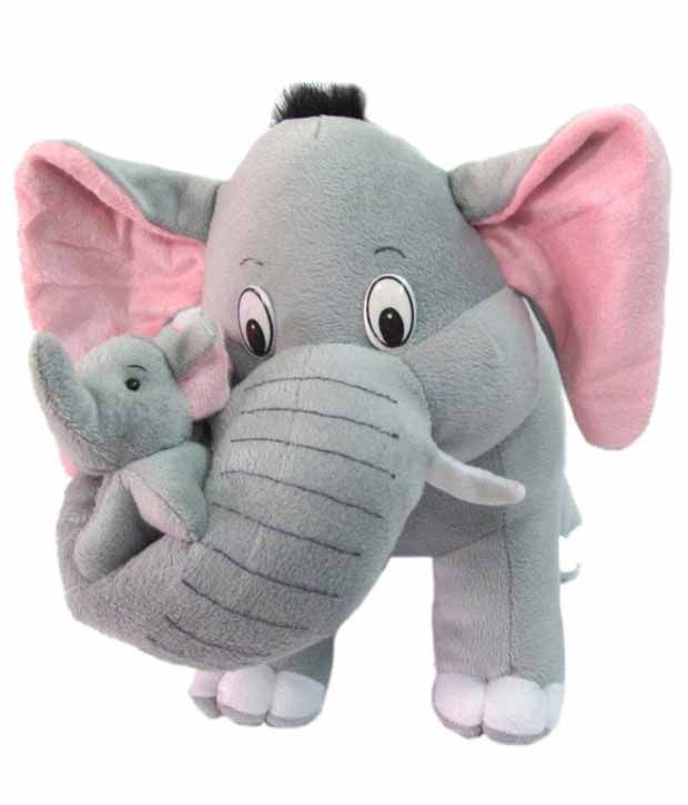     			Tickles Gray Mother Elephant with her Two Babies Stuffed Soft Plush Toy 41 cm